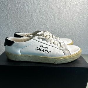 Saint Laurent White and Tan Sneakers